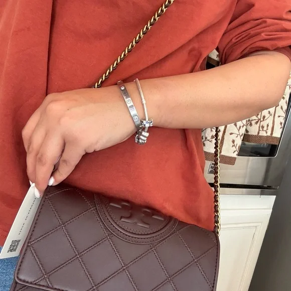 448! New TORY BURCHFLEMING SOFT CHAIN WALLET Color ALBAROSSA - Picture 11 of 12